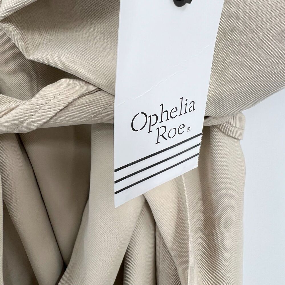 Khaki Wrap Jacket Women's Size Med Tie Front Dressy Business Professional - Picture 12 of 13